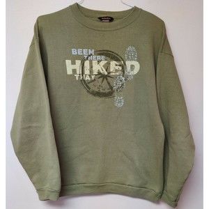 Woolrich Green Crewneck Sweatshirt Been There Hiked That Naturecore W-XL Mens-L